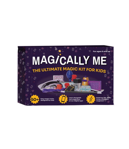 Magically Me Kids Magic Kit – inclusive children’s magic set with dozens of kid‑safe props, built‑in SEL activities, 50+ video tutorials by Nicole Cardoza, 1‑Year Premium App subscription